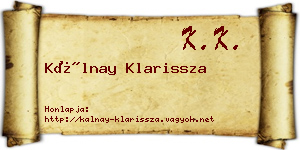 Kálnay Klarissza névjegykártya